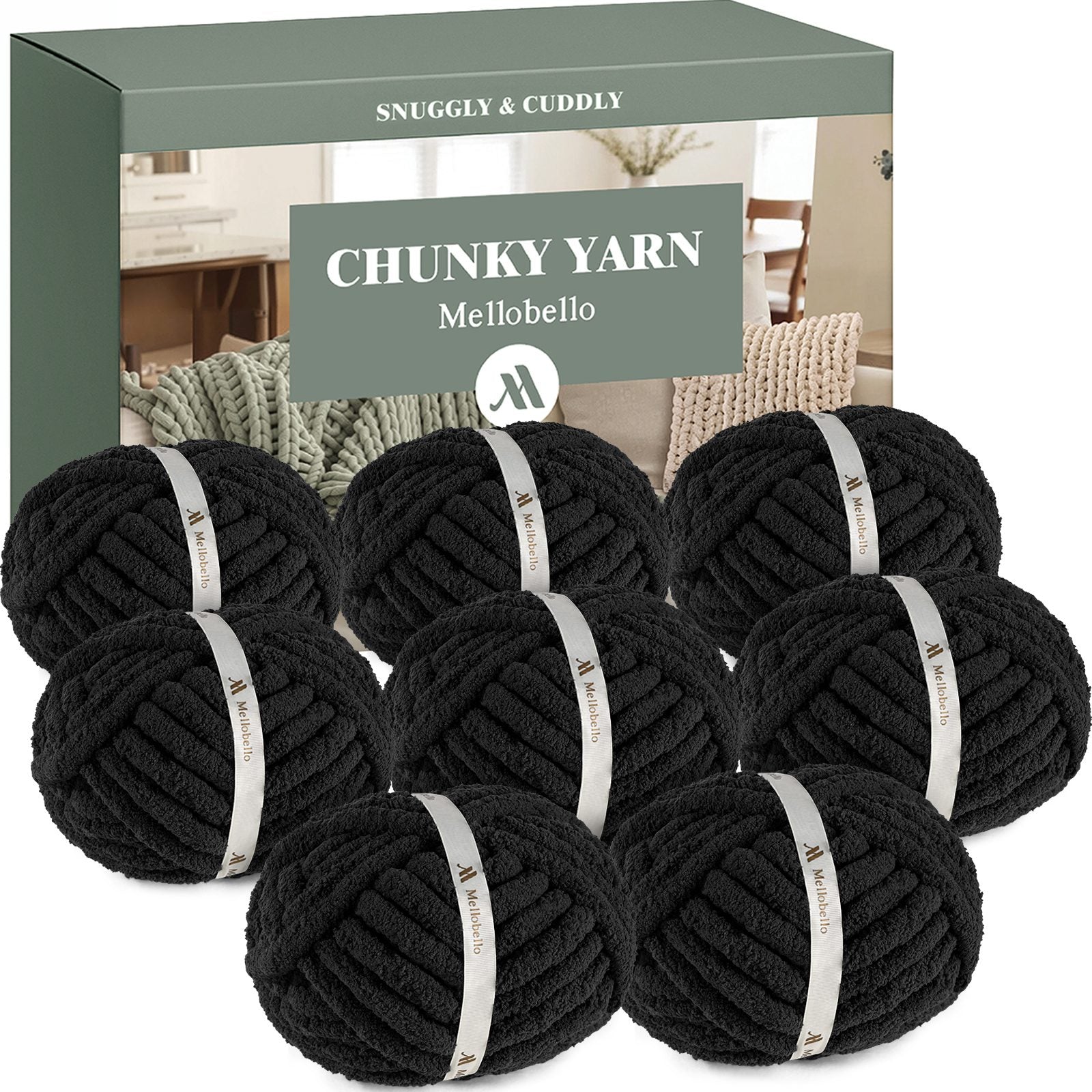 MelloBello Chunky Yarn Black