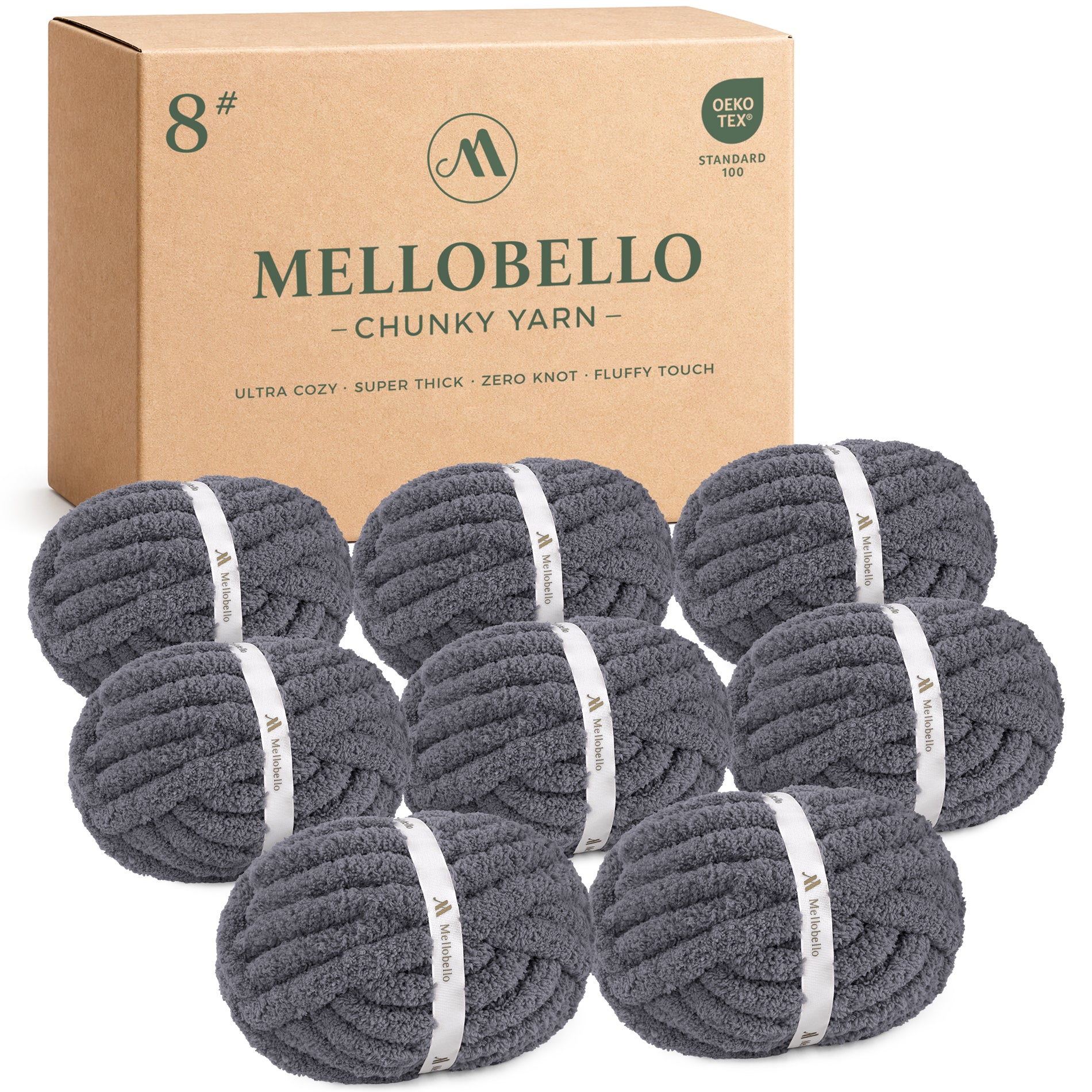 MelloBello Chunky Yarn Charcoal Grey