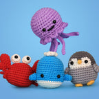 Crochet Kit for Beginners Adults - 4 Styles Beginner Knitting Crochet Animal Kit with Easy Yarn - Learn to Crocheting Amigurumi Starter Set - Knit Patterns Supplies Crafts Hobbies Gifts for Women