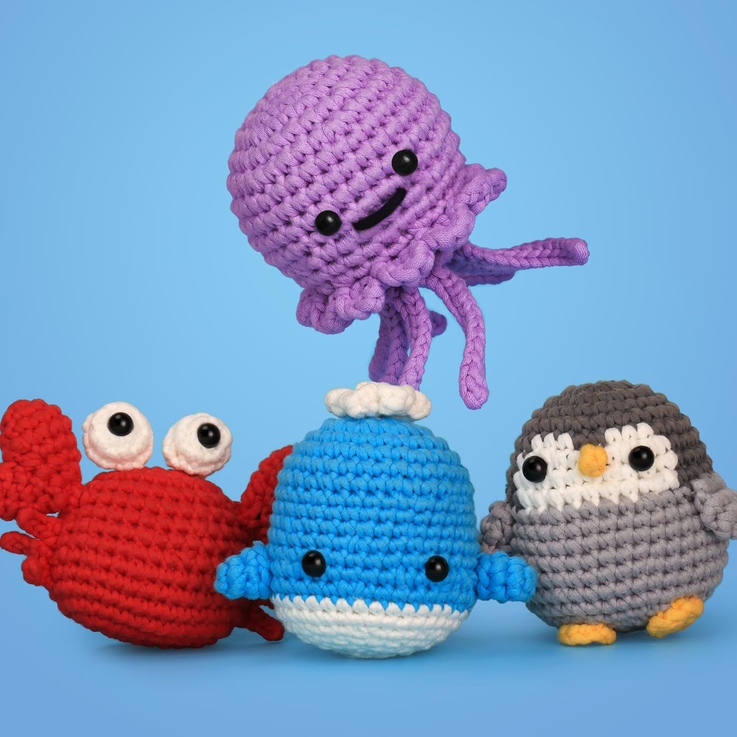 Crochet Kit for Beginners Adults - 4 Styles Beginner Knitting Crochet Animal Kit with Easy Yarn - Learn to Crocheting Amigurumi Starter Set - Knit Patterns Supplies Crafts Hobbies Gifts for Women