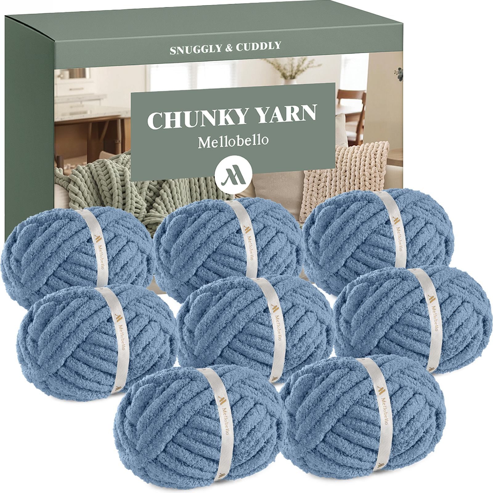 MelloBello Chunky Yarn Country Blue