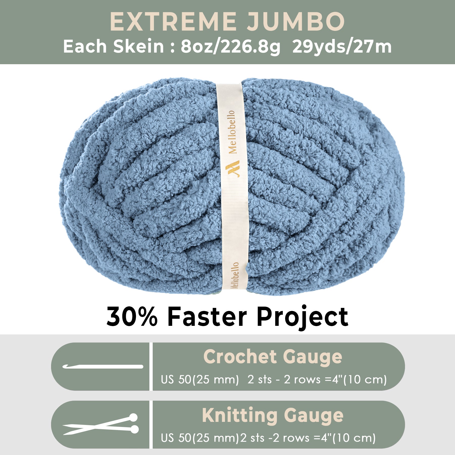 MelloBello Chunky Yarn Country Blue