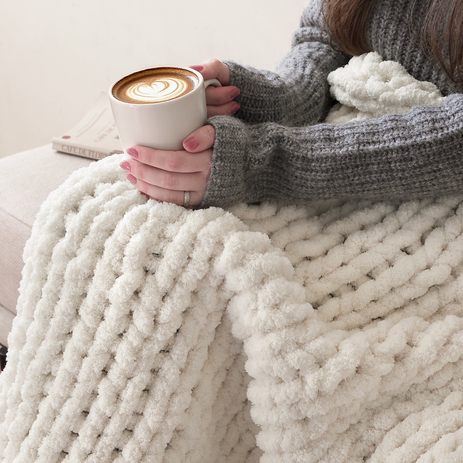 Jumbo Chenille Chunky Yarn for Crocheting - Super Bulky Fluffy Chunky Yarn for Hand Knitting - Extra Thick Soft Blanket Big Yarn 8 Jumbo Pack (27yds,8 oz Each Skein)