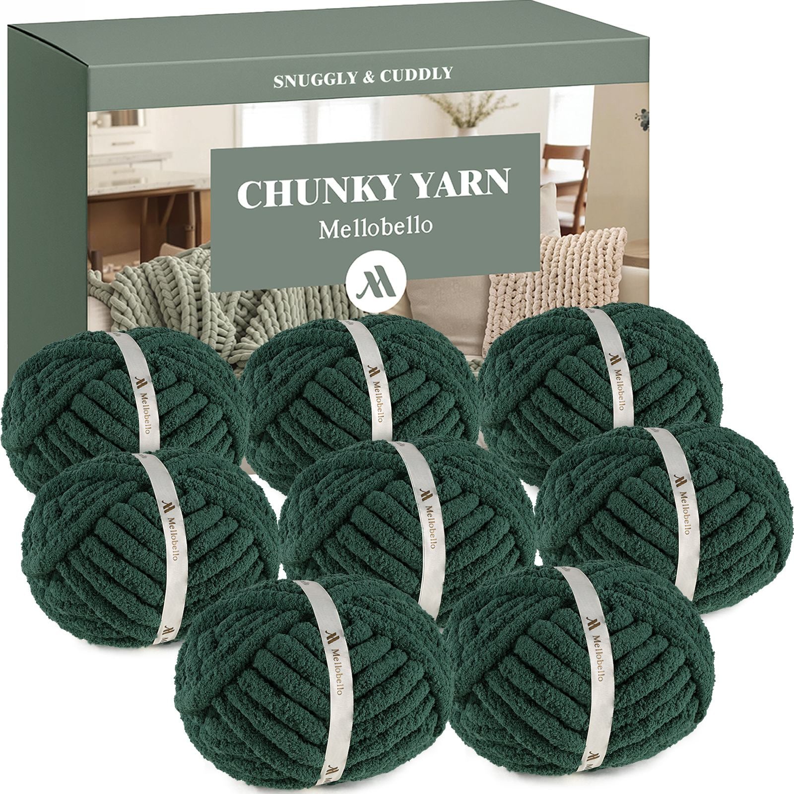 Jumbo Chenille Chunky Yarn for Crocheting - Super Bulky Fluffy Chunky Yarn for Hand Knitting - Extra Thick Soft Blanket Big Yarn 8 Jumbo Pack (27yds,8 oz Each Skein)