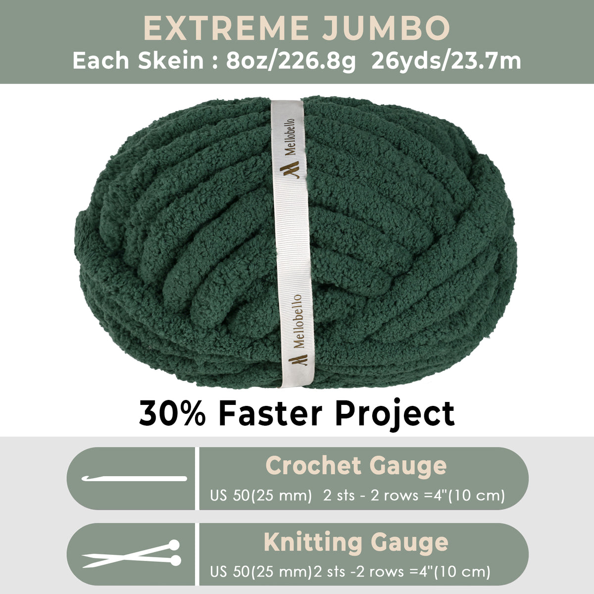 MelloBello Chunky Yarn Dark Green