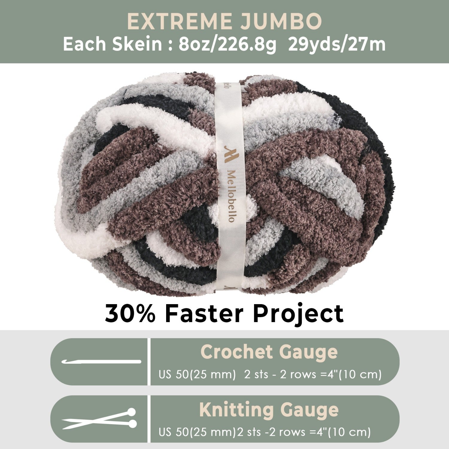 MelloBello Chunky Yarn Urban Ash