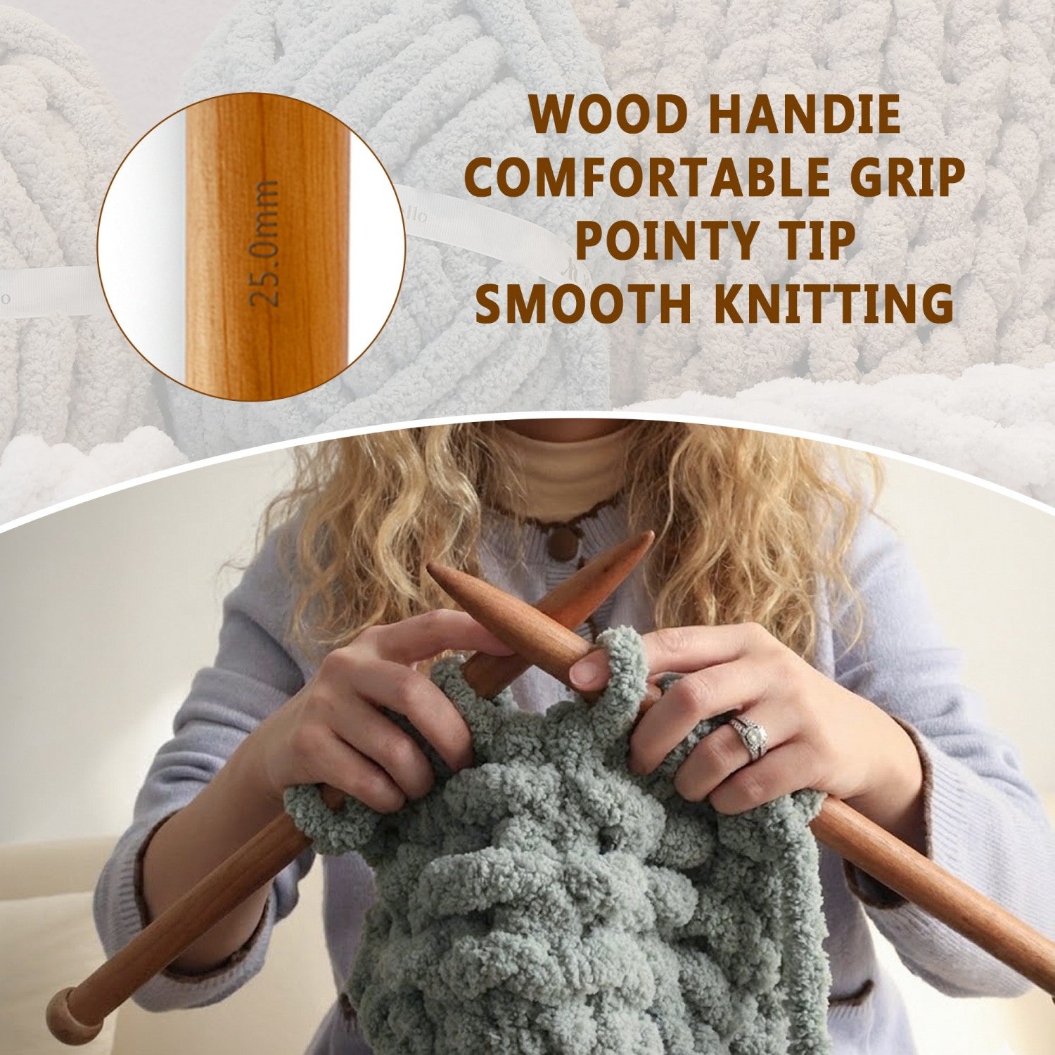 6 pcs Wooden Knitting Needles