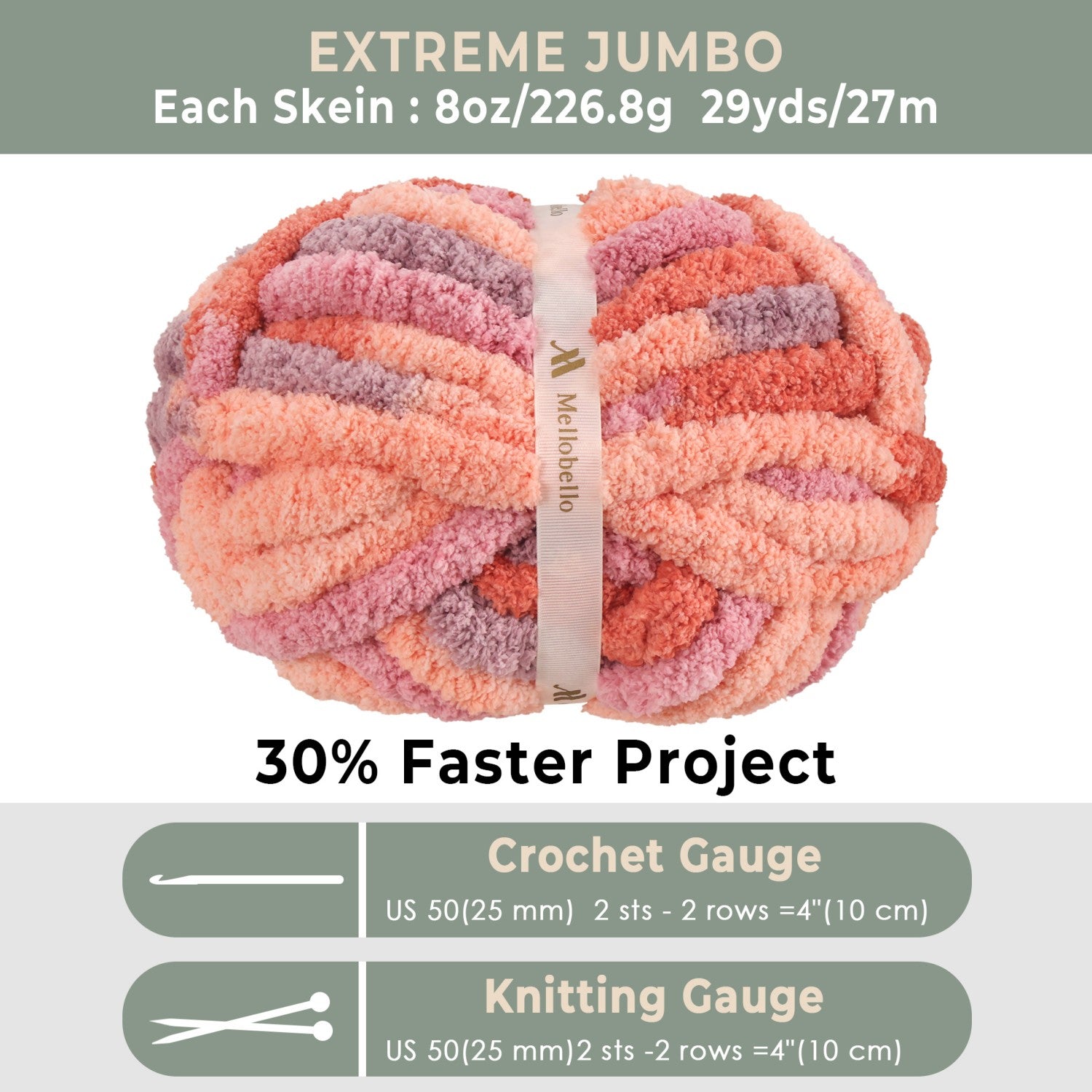 MelloBello Chunky Yarn Sunset Sherbet