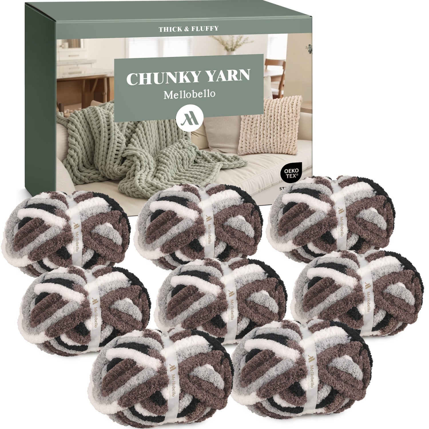 MelloBello Chunky Yarn Urban Ash