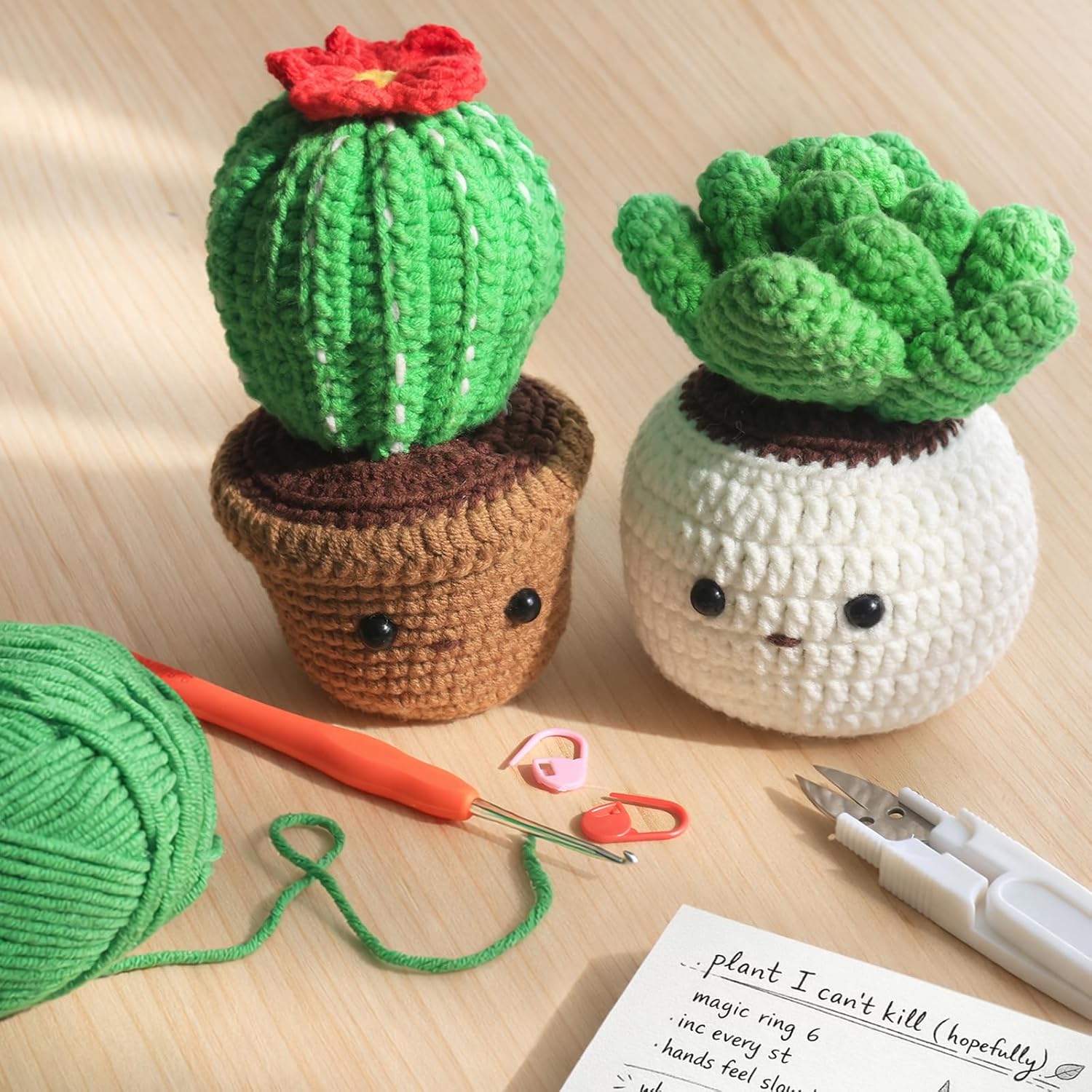 Crochet Kit for Beginners - 6 Styles Plant Crochet Kit with Step-by-Step Video Tutorials - Easy to Learn Beginner Crochet Kit for Adults - Amigurumi Knitting Arts and Crafts Hobbies Gifts for Women