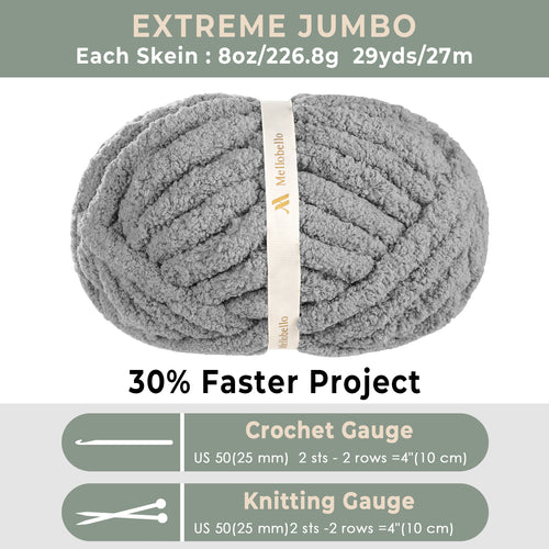 MelloBello Chunky Yarn Light Grey