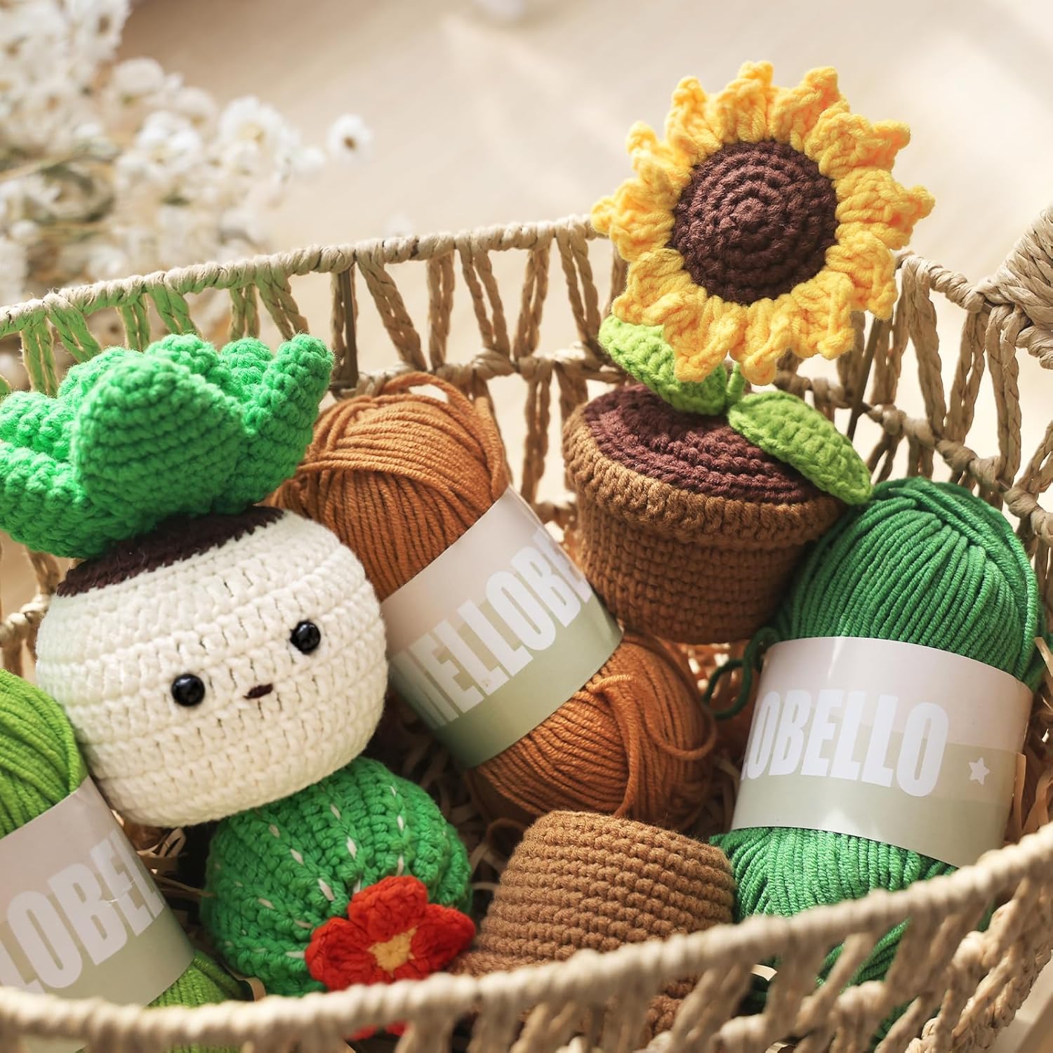 Crochet Kit for Beginners - 6 Styles Plant Crochet Kit with Step-by-Step Video Tutorials - Easy to Learn Beginner Crochet Kit for Adults - Amigurumi Knitting Arts and Crafts Hobbies Gifts for Women