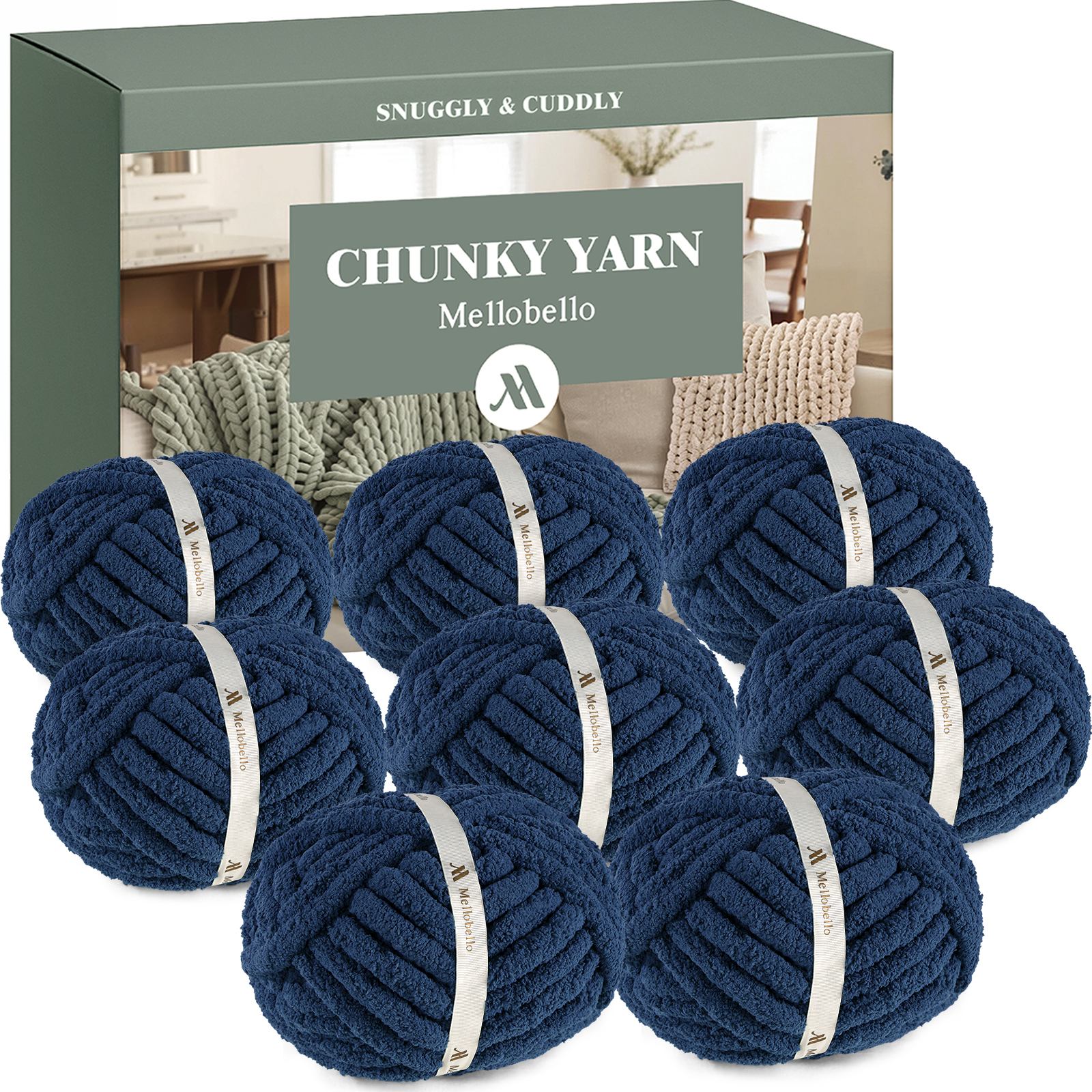 MelloBello Chunky Yarn Navy Blue