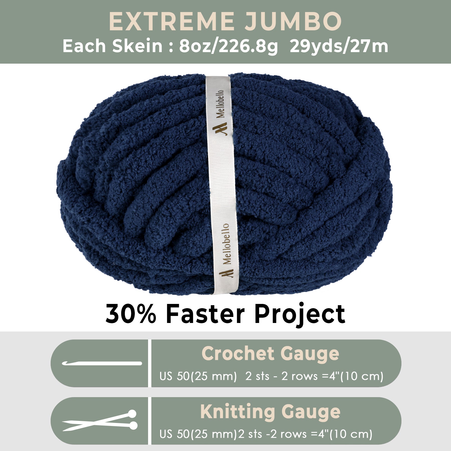 MelloBello Chunky Yarn Navy Blue