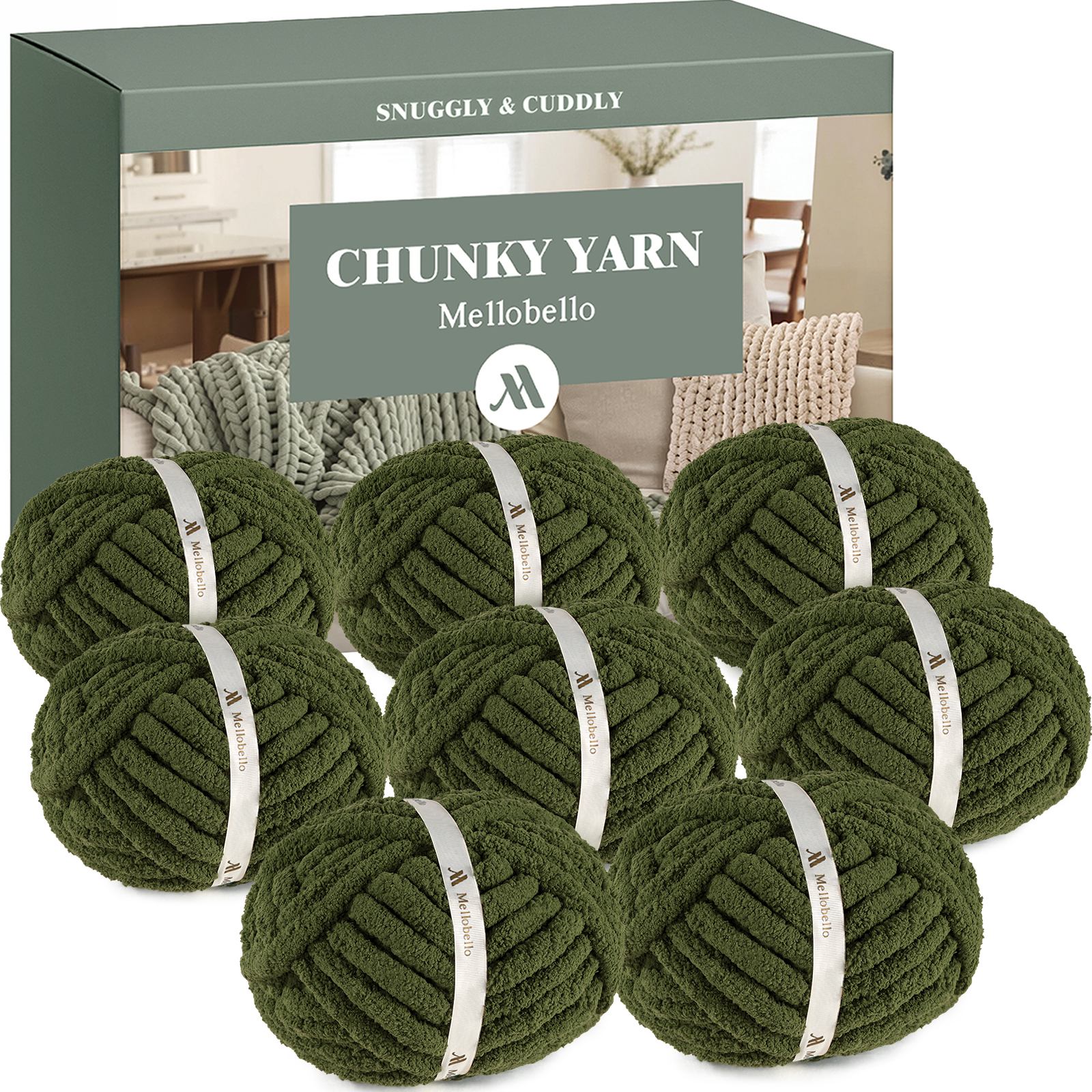 MelloBello Chunky Yarn Sage Green