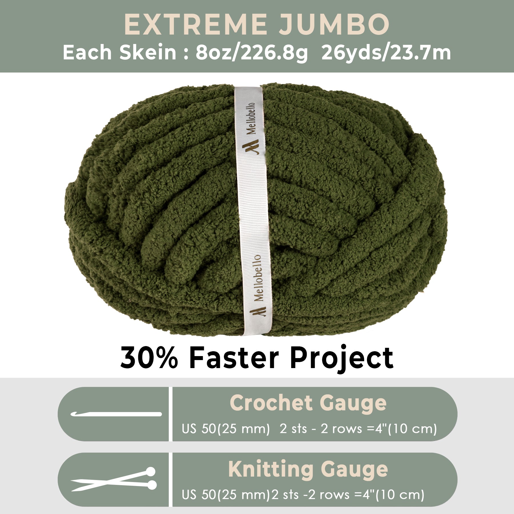 MelloBello Chunky Yarn Olive Green