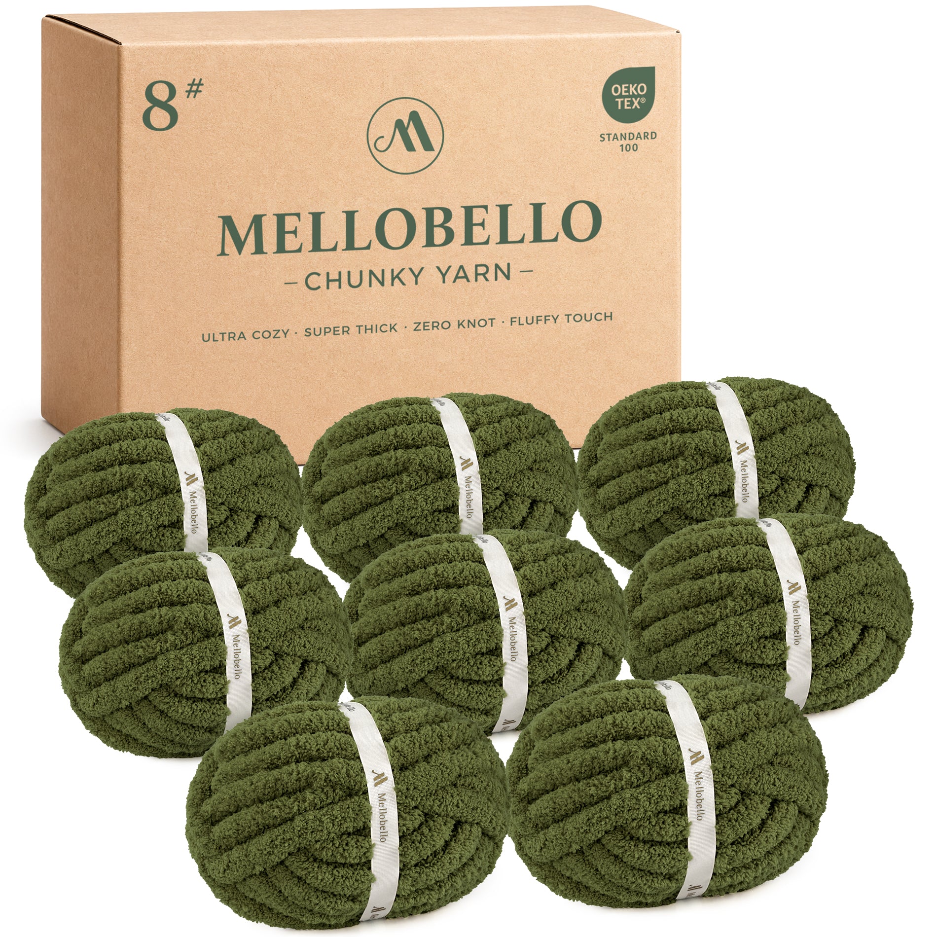MelloBello Chunky Yarn Olive Green
