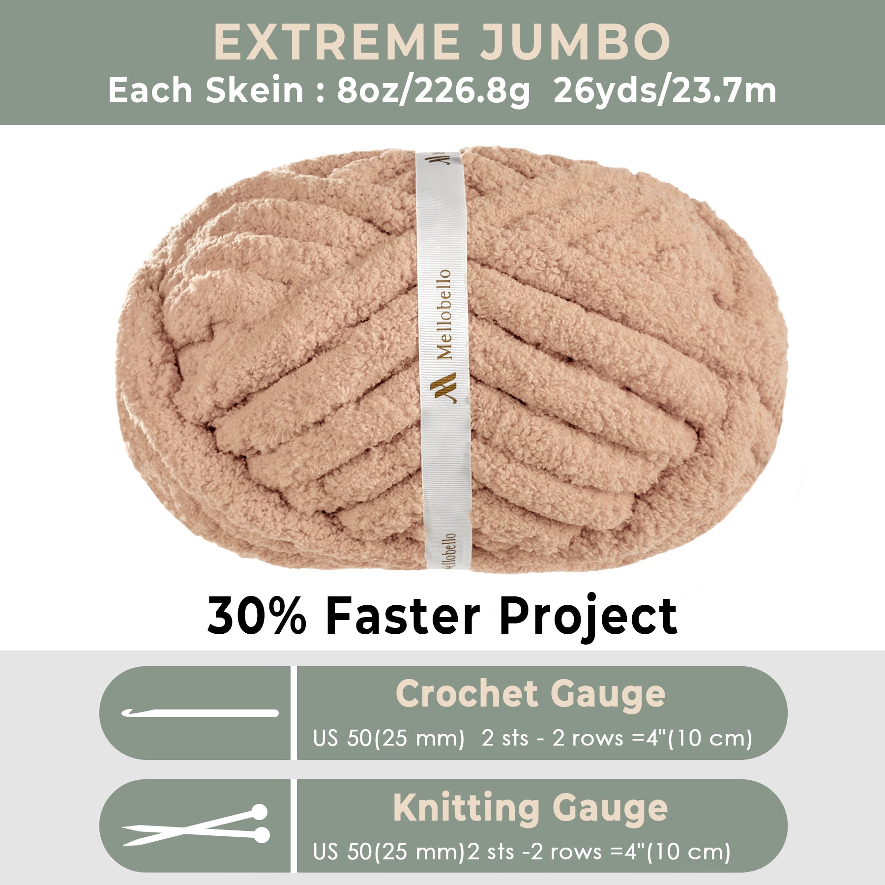 MelloBello Chunky Yarn Blush Brown