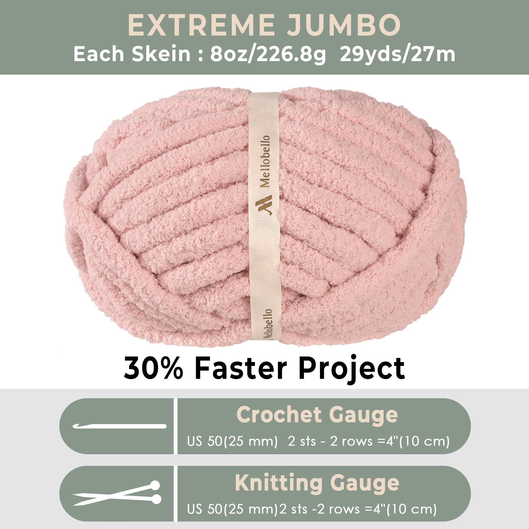 MelloBello Jumbo Chunky Chenille Yarn 8 Pack Pink Solid Color