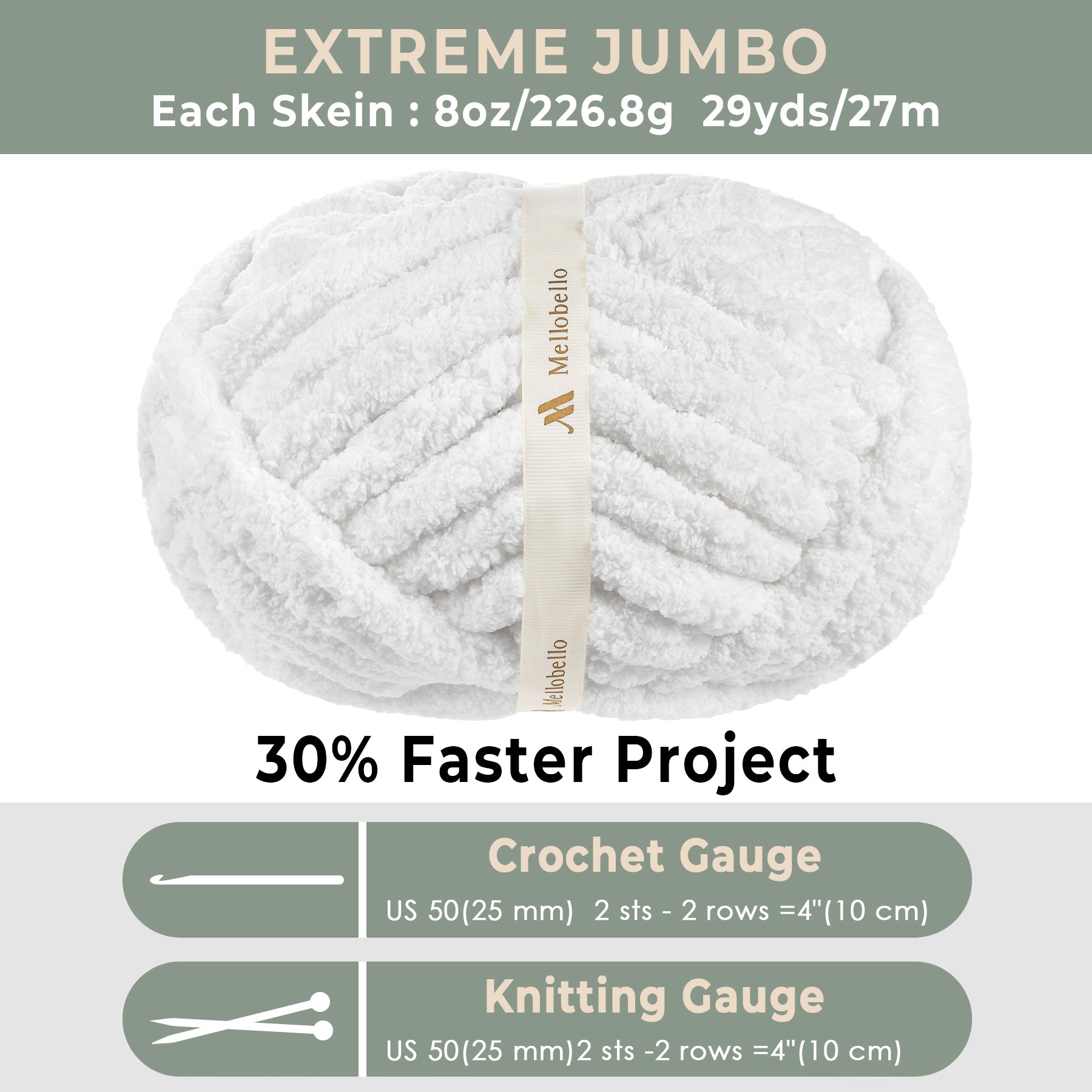 Jumbo Chenille Chunky Yarn for Crocheting - Super Bulky Fluffy Chunky Yarn for Hand Knitting - Extra Thick Soft Blanket Big Yarn 8 Jumbo Pack (27yds,8 oz Each Skein)