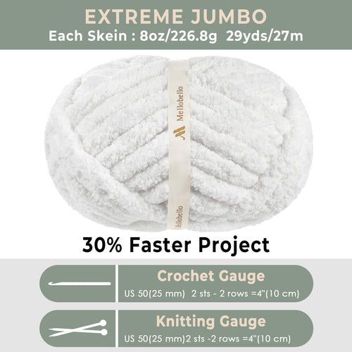 MelloBello Chunky Yarn Pure White