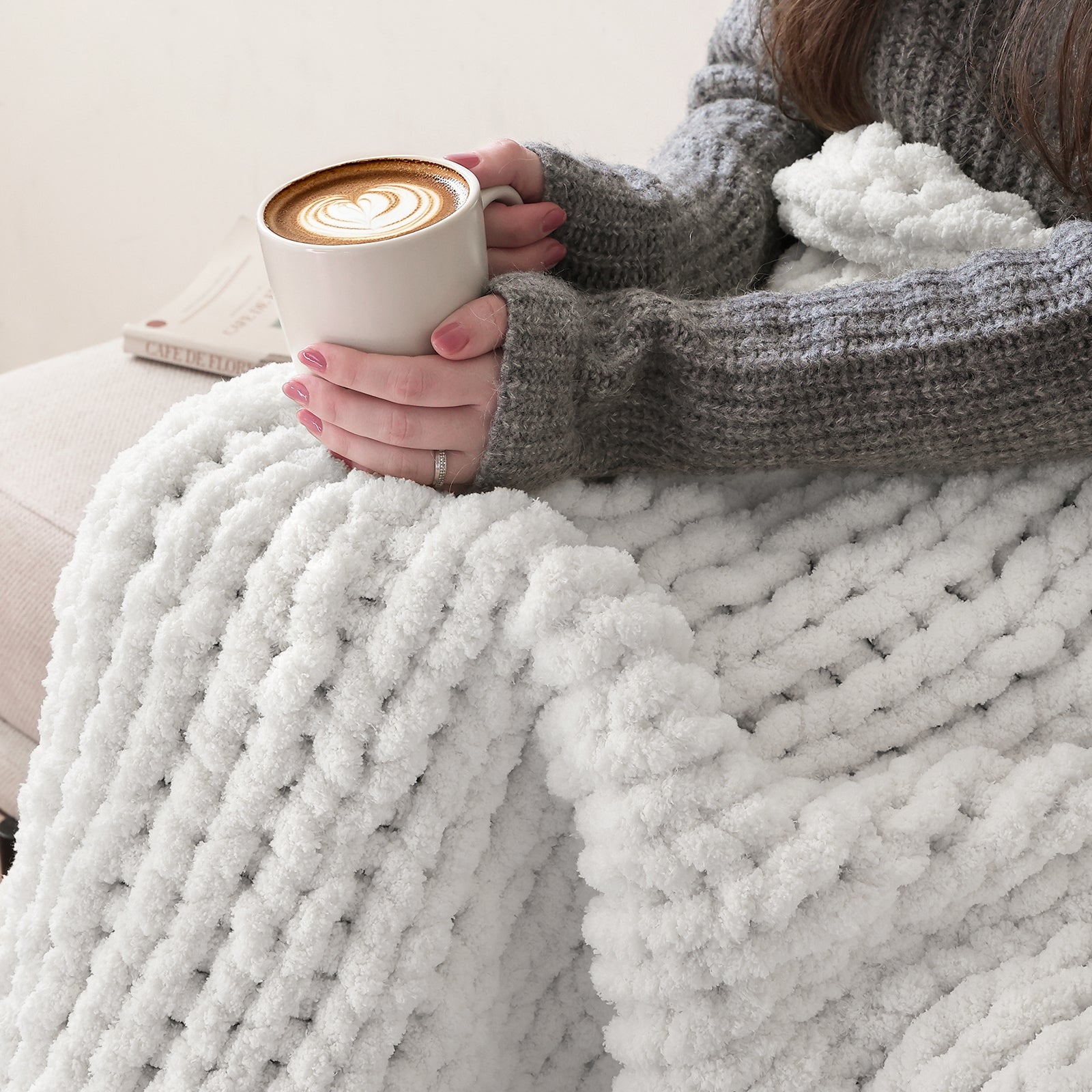 Jumbo Chenille Chunky Yarn for Crocheting - Super Bulky Fluffy Chunky Yarn for Hand Knitting - Extra Thick Soft Blanket Big Yarn 8 Jumbo Pack (27yds,8 oz Each Skein)