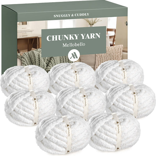 MelloBello Chunky Yarn Pure White