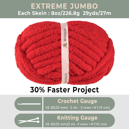 MelloBello Chunky Yarn Red