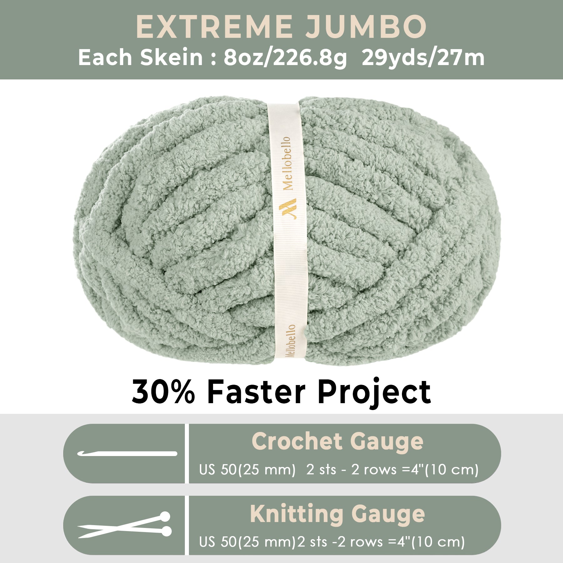 MelloBello Chunky Yarn Sage Green