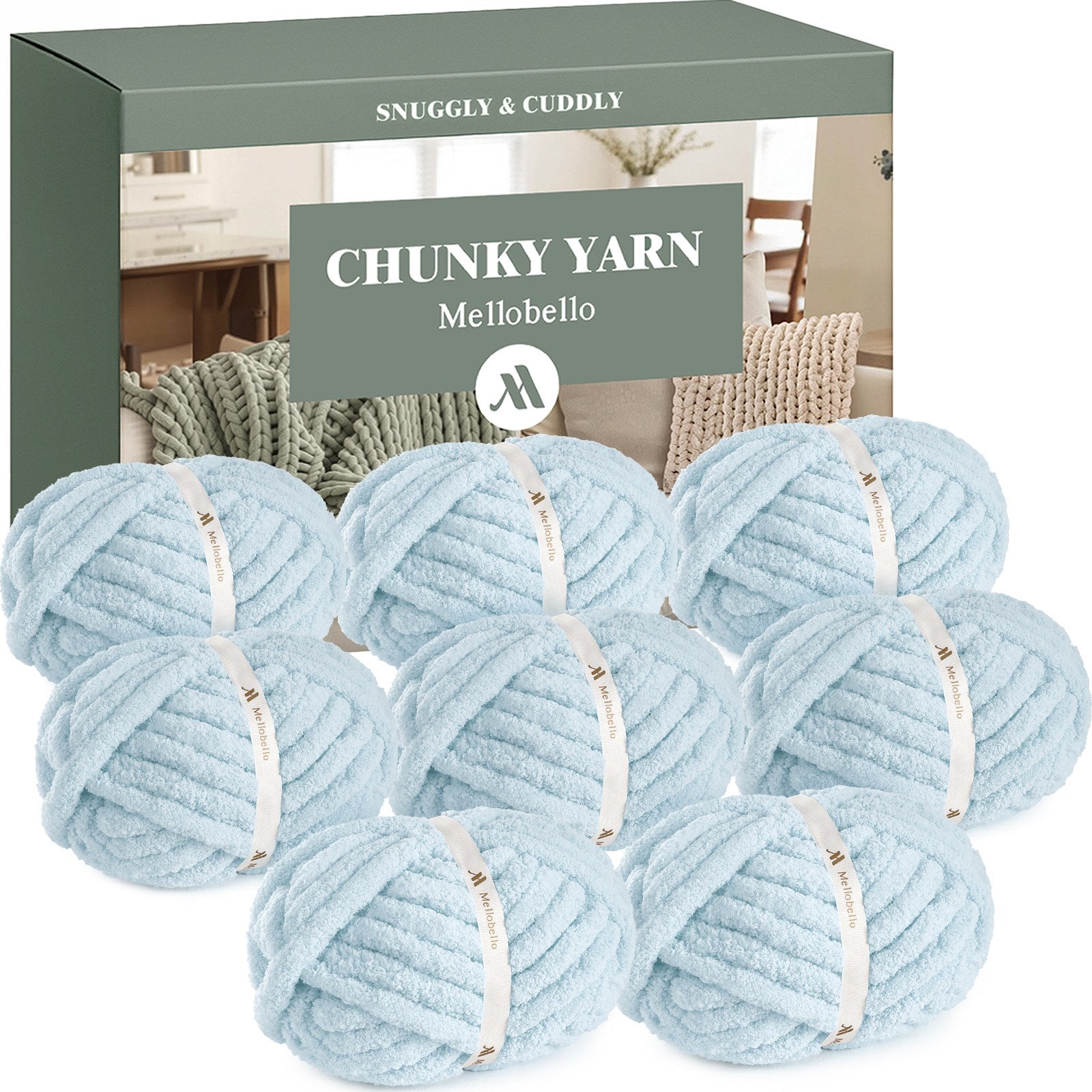 MelloBello Chunky Yarn Sky Blue