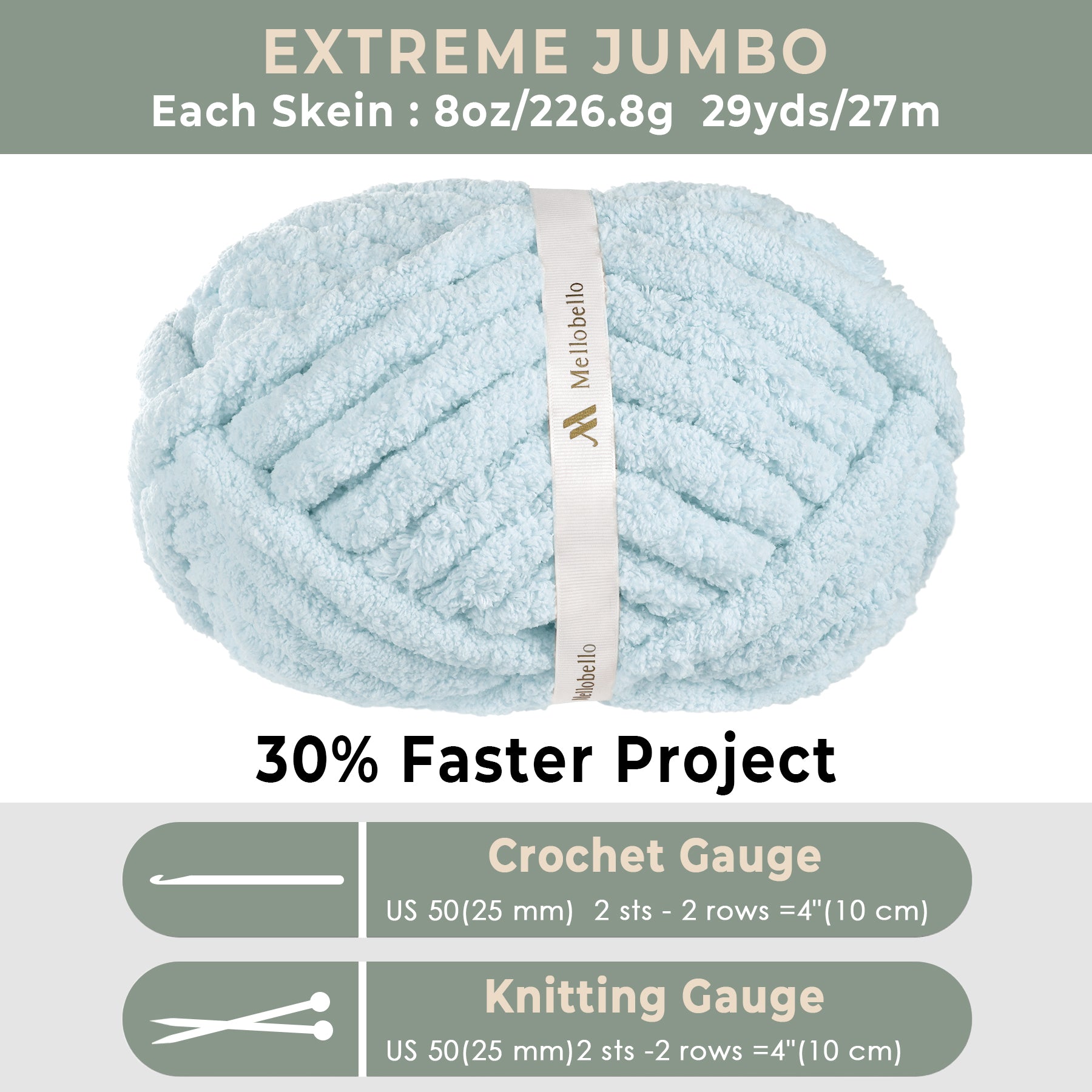 MelloBello Chunky Yarn Sky Blue