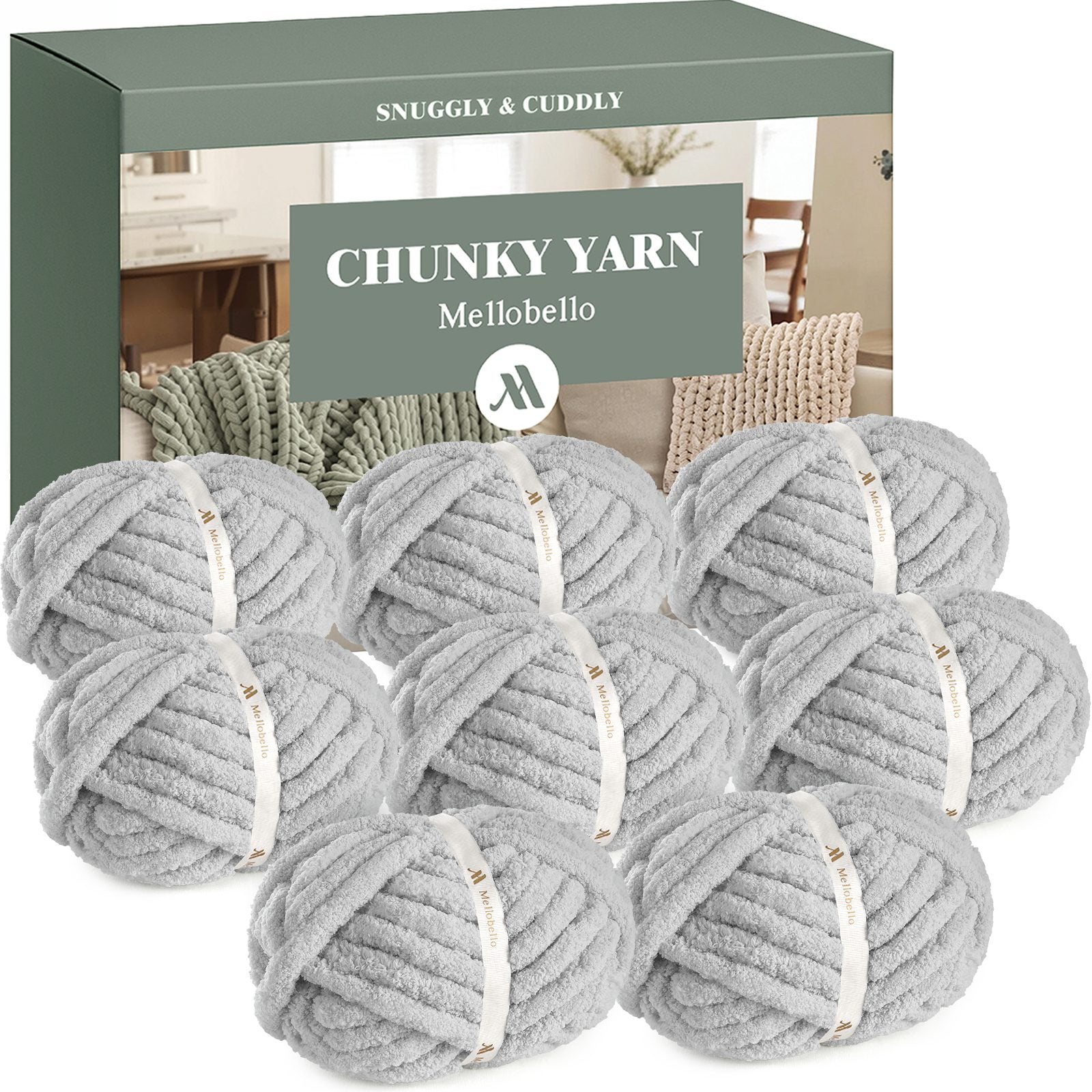 MelloBello Chunky Yarn Smoke Grey