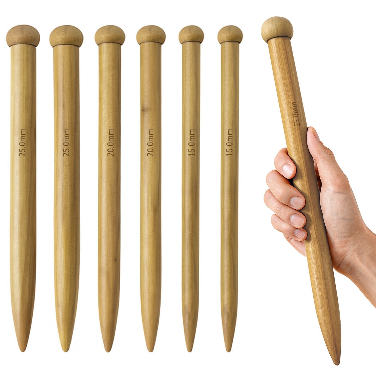 6 pcs Wooden Knitting Needles