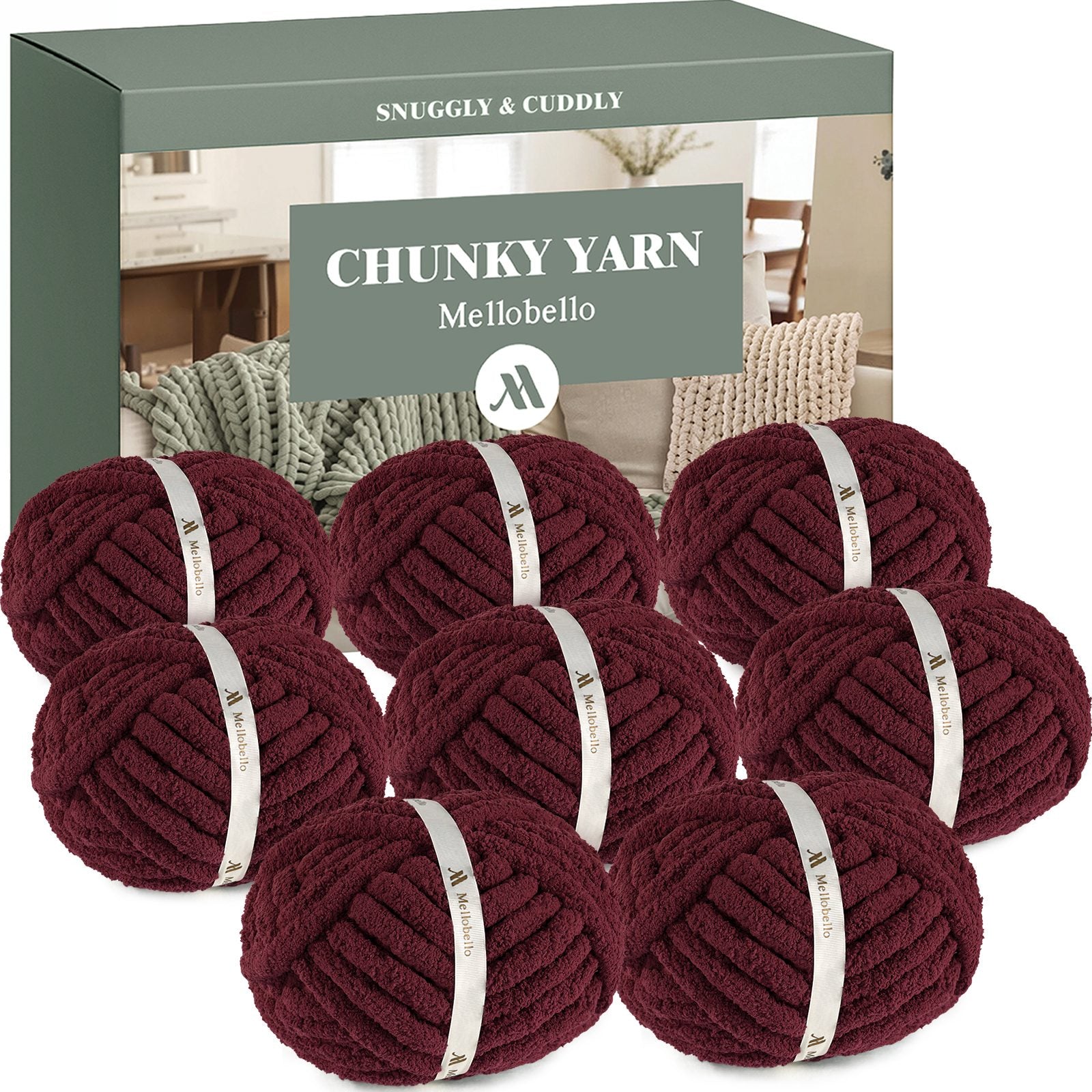 MelloBello Chunky Yarn Wine Red