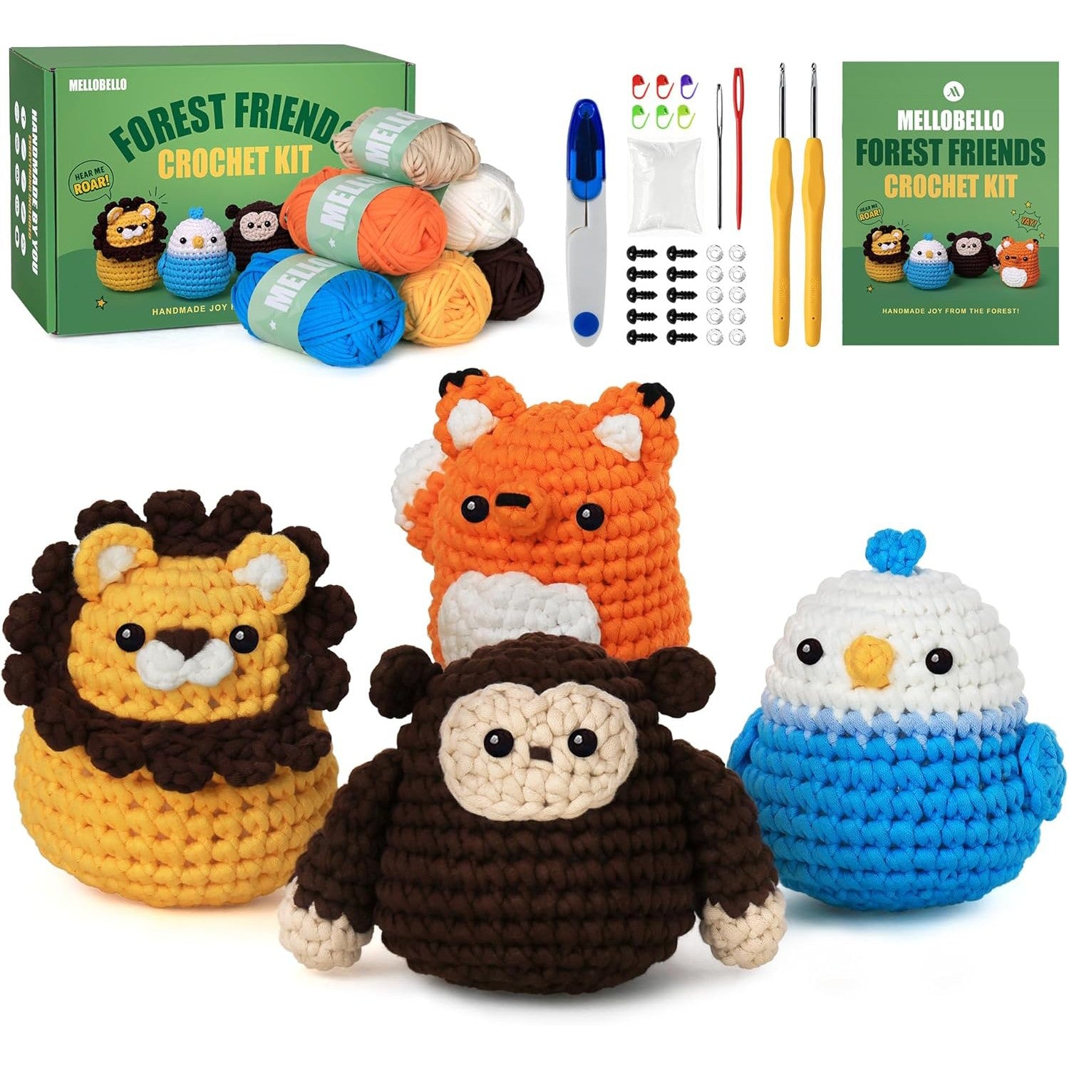 Crochet Kit for Beginners Kids- 4 Styles Crochet Animal Kit with Step ...