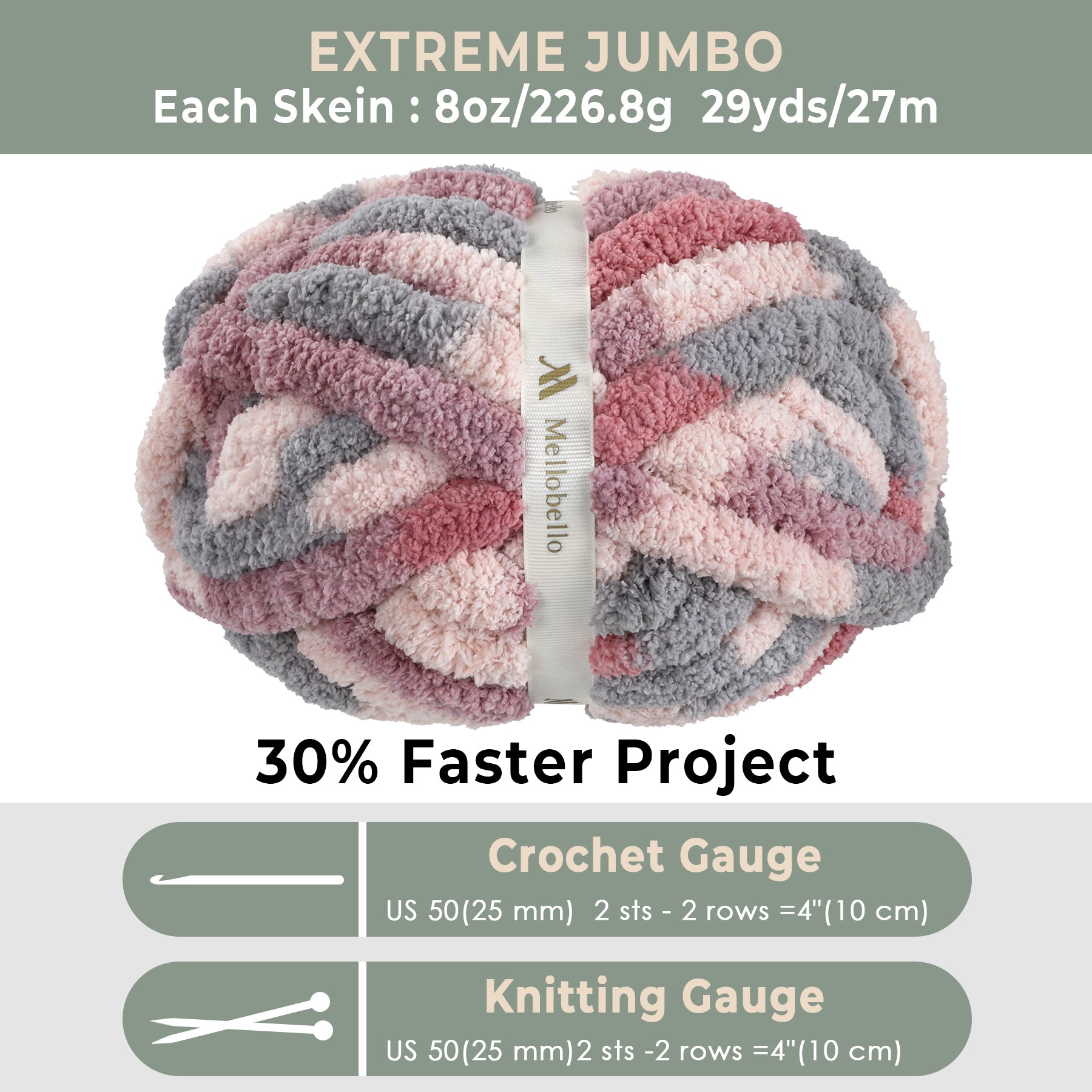 MelloBello Chunky Yarn PinkMixed