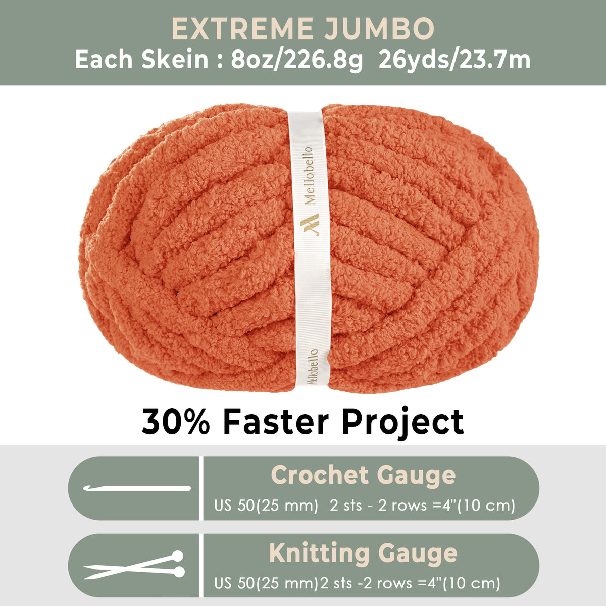 MelloBello Chunky Yarn Burnt Clay