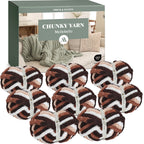MelloBello Chunky Yarn Dark Brown&Brown&White