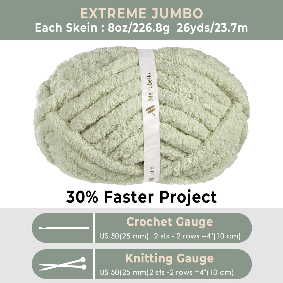 MelloBello Chunky Yarn Sage Mist