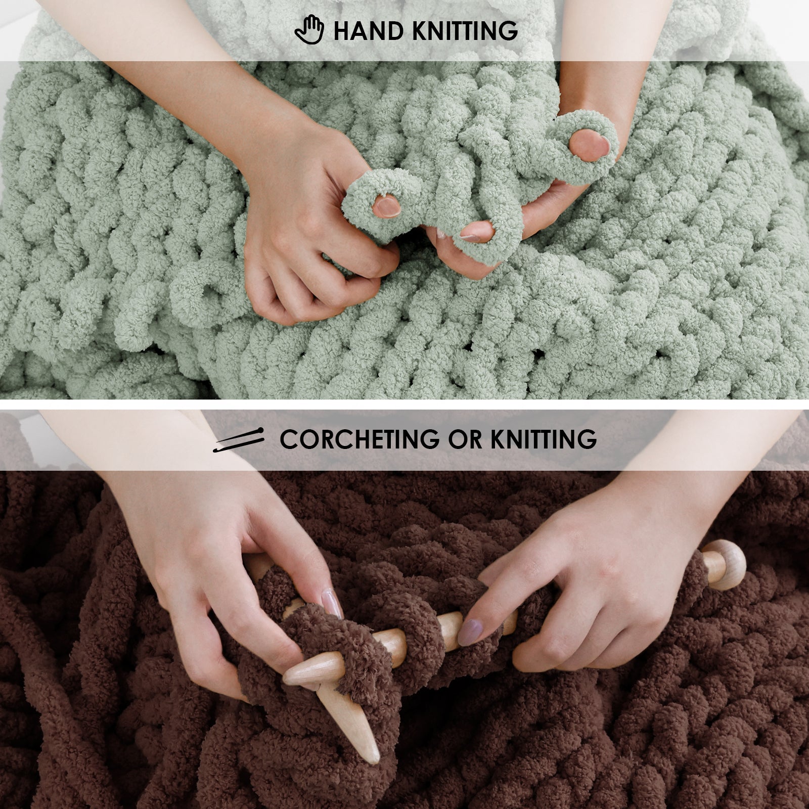 Jumbo Chenille Chunky Yarn for Crocheting - Super Bulky Fluffy Chunky Yarn for Hand Knitting - Extra Thick Soft Blanket Big Yarn 8 Jumbo Pack (27yds,8 oz Each Skein)