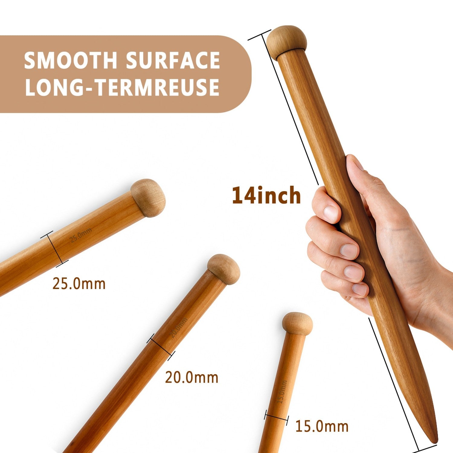 6 pcs Wooden Knitting Needles