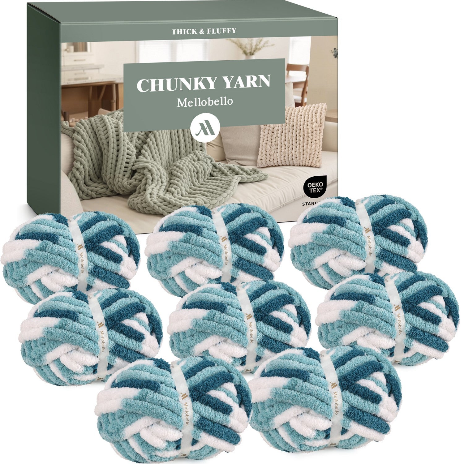 MelloBello Chunky Yarn Seafoam Calm