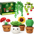 Crochet Kit for Beginners - 6 Styles Plant Crochet Kit with Step-by-Step Video Tutorials - Easy to Learn Beginner Crochet Kit for Adults - Amigurumi Knitting Arts and Crafts Hobbies Gifts for Women