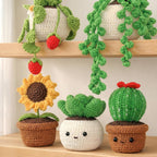 Crochet Kit for Beginners - 6 Styles Plant Crochet Kit with Step-by-Step Video Tutorials - Easy to Learn Beginner Crochet Kit for Adults - Amigurumi Knitting Arts and Crafts Hobbies Gifts for Women