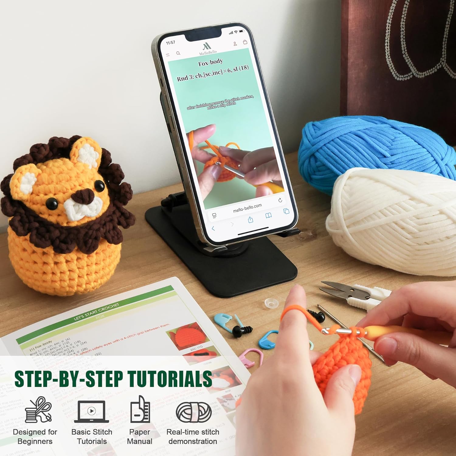 Crochet Kit for Beginners Kids- 4 Styles Crochet Animal Kit with Step-by-Step Video Tutorials - Easy to Learn Beginner Amigurumi Crochet Kit for Adults - Arts and Crafts Hobbies Gifts for Adults Women