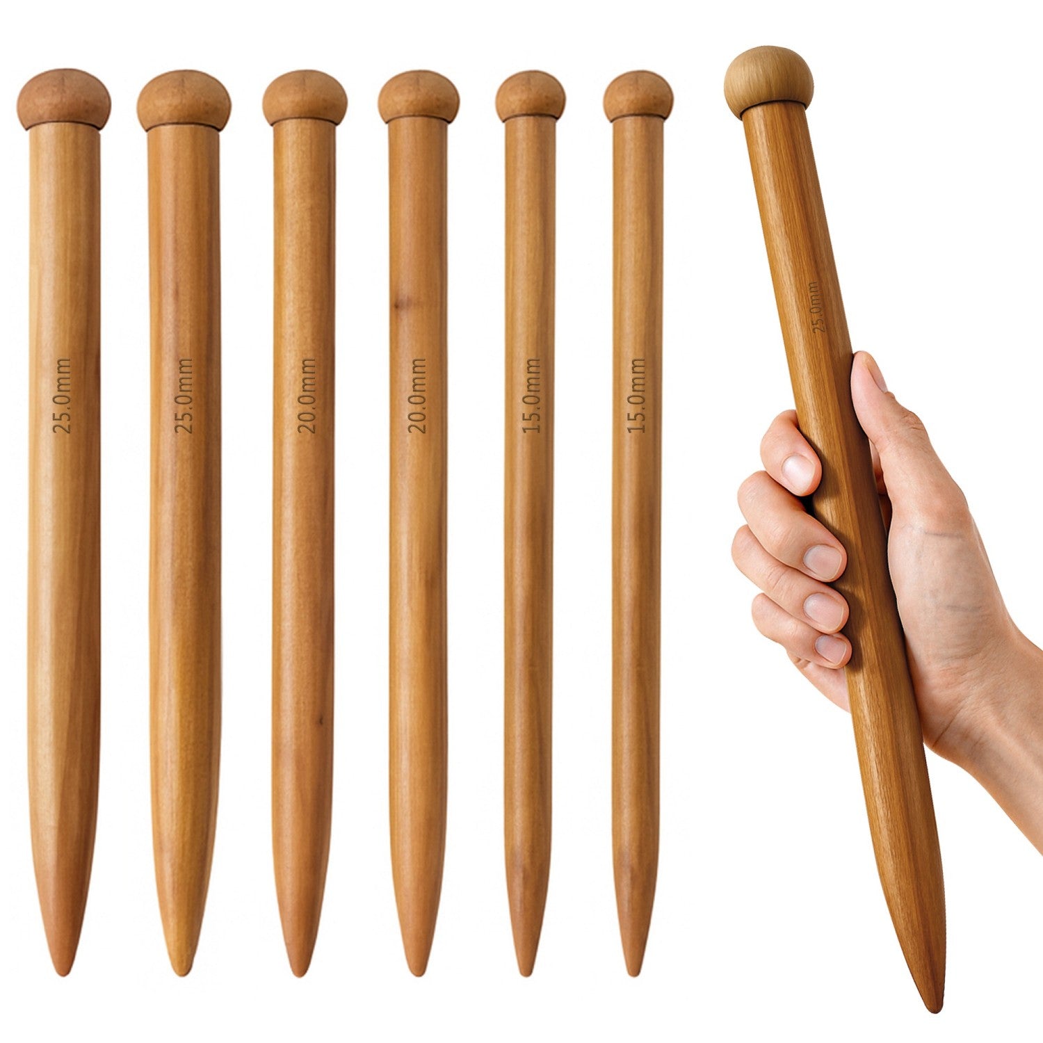 6 pcs Wooden Knitting Needles