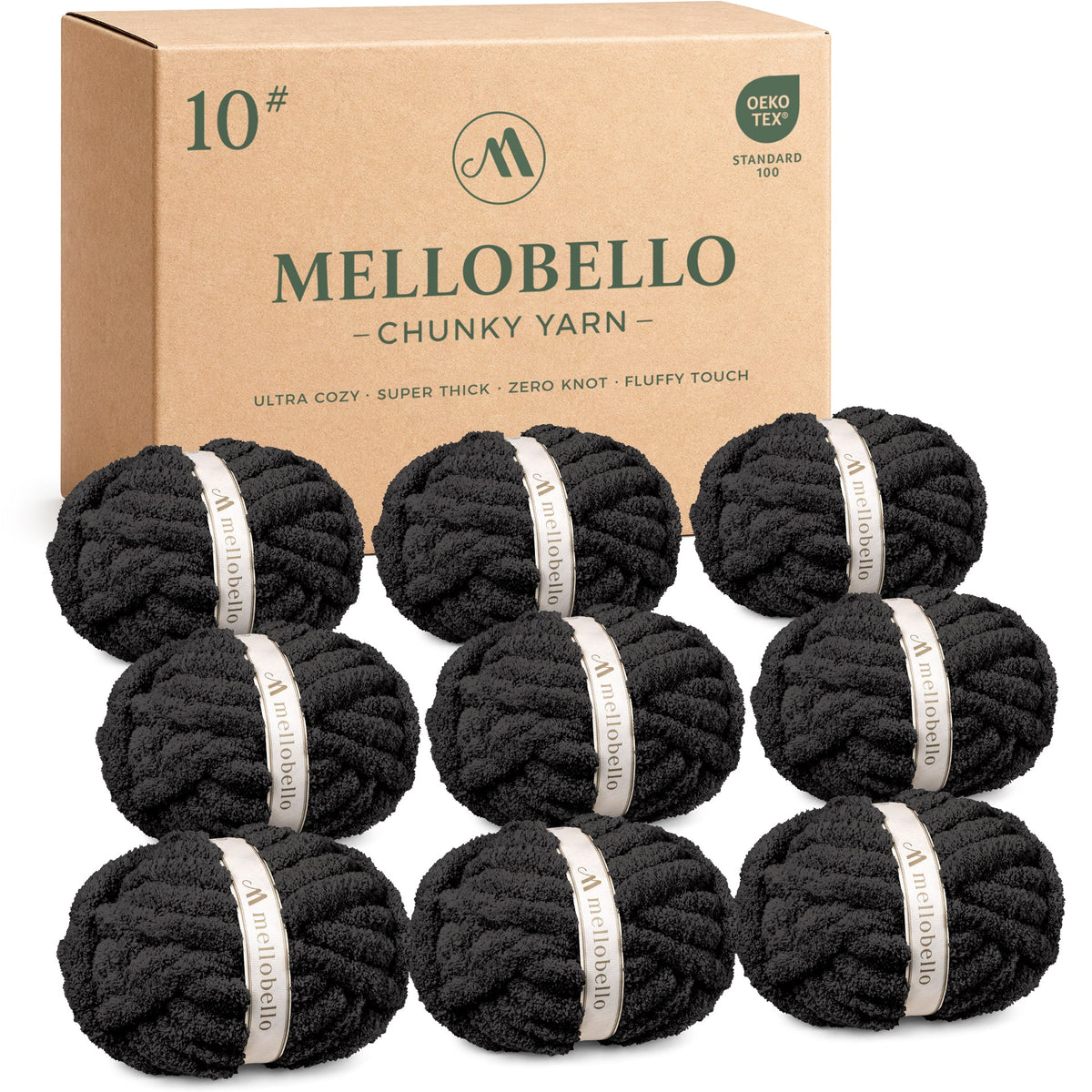 MelloBello 10 Series Chunky Yarn Black