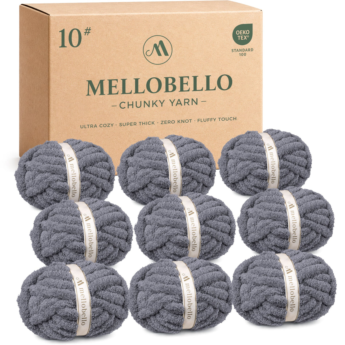 MelloBello 10 Series Chunky Yarn Charcoal Grey