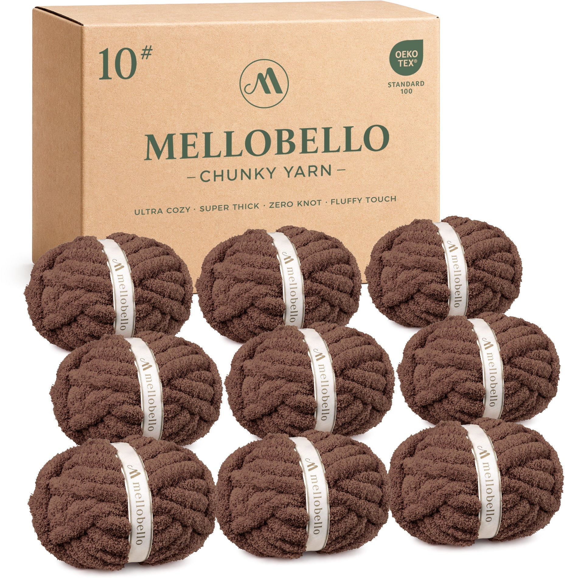 MelloBello 10 Series Chunky Yarn Dark Brown