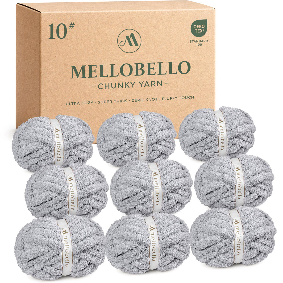 MelloBello 10 Series Chunky Yarn Light Grey
